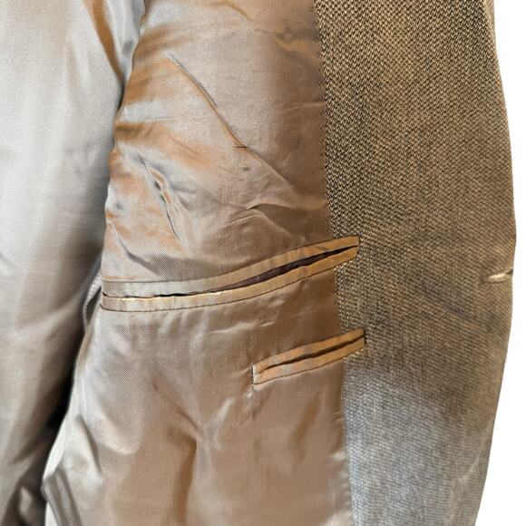Canali Men's Wool Silk Blend Tweed Brown Blazer Made in Italy size 44L - Picture 9 of 10